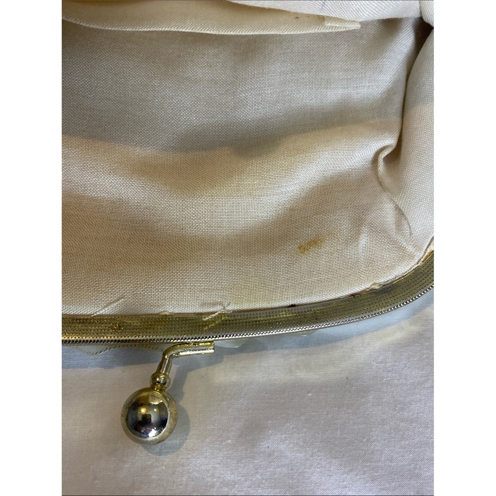 Vintage 1960s Ivory Beaded Bridal Evening Purse Likely Lucite Hong Kong - Picture 13 of 16